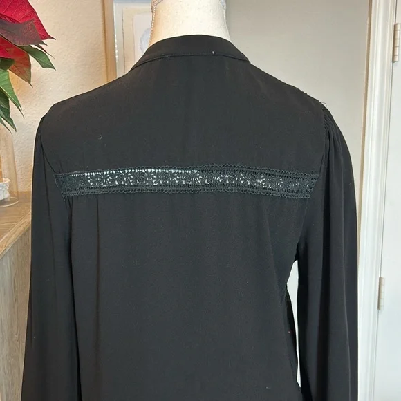 PINCH | Black Chiffon Tiered Long-Sleeve Dress | Medium - Picture 11 of 14